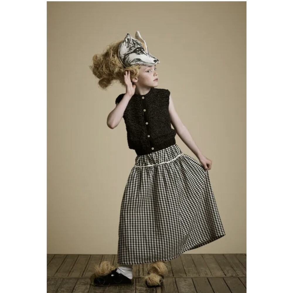 Little Creative Factory Girls Maxi Skirt Size 4 Black White Diamond Print Cotton